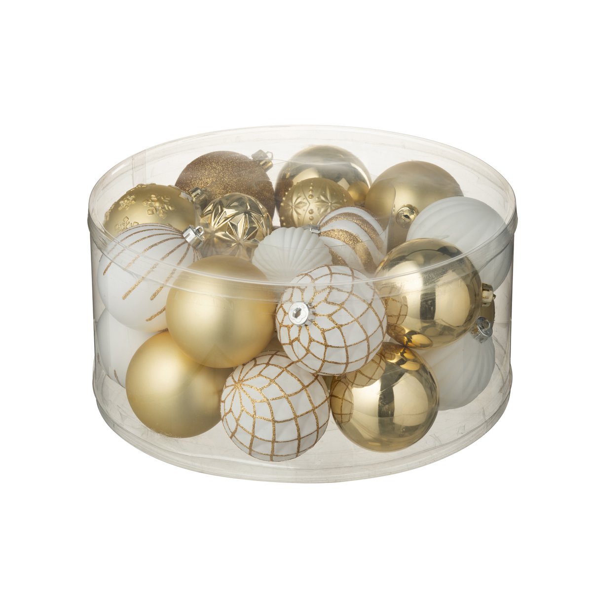 Boule de Noël J-Line en plastique blanc et doré, design élégant