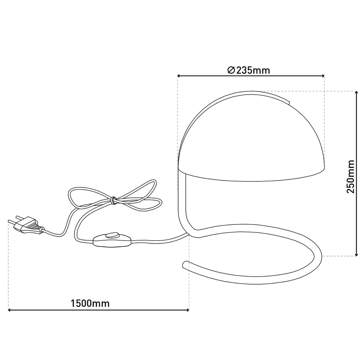 Lampe de table Burano noir sur fond neutre, mettant en valeur son design.