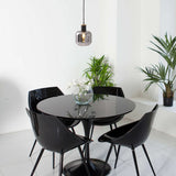 Lampe à 1 pendentif "Fumoso", lampe suspendue en métal et en verre en noir, avec une douille E14, pour salle à manger, salon, couloir ou bureau, lampe suspendue 80 x 20 cm