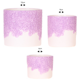 Lot de 3 cache-pots violets en résine Bloom 6 cm 9 cm 12 cm