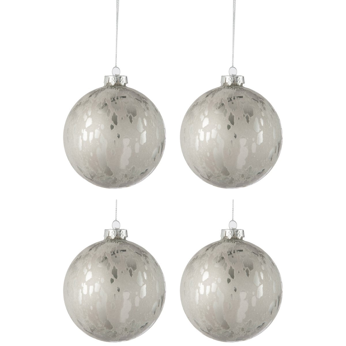 Boule de Noël J-Line en verre brillant argenté, élégante et festive.