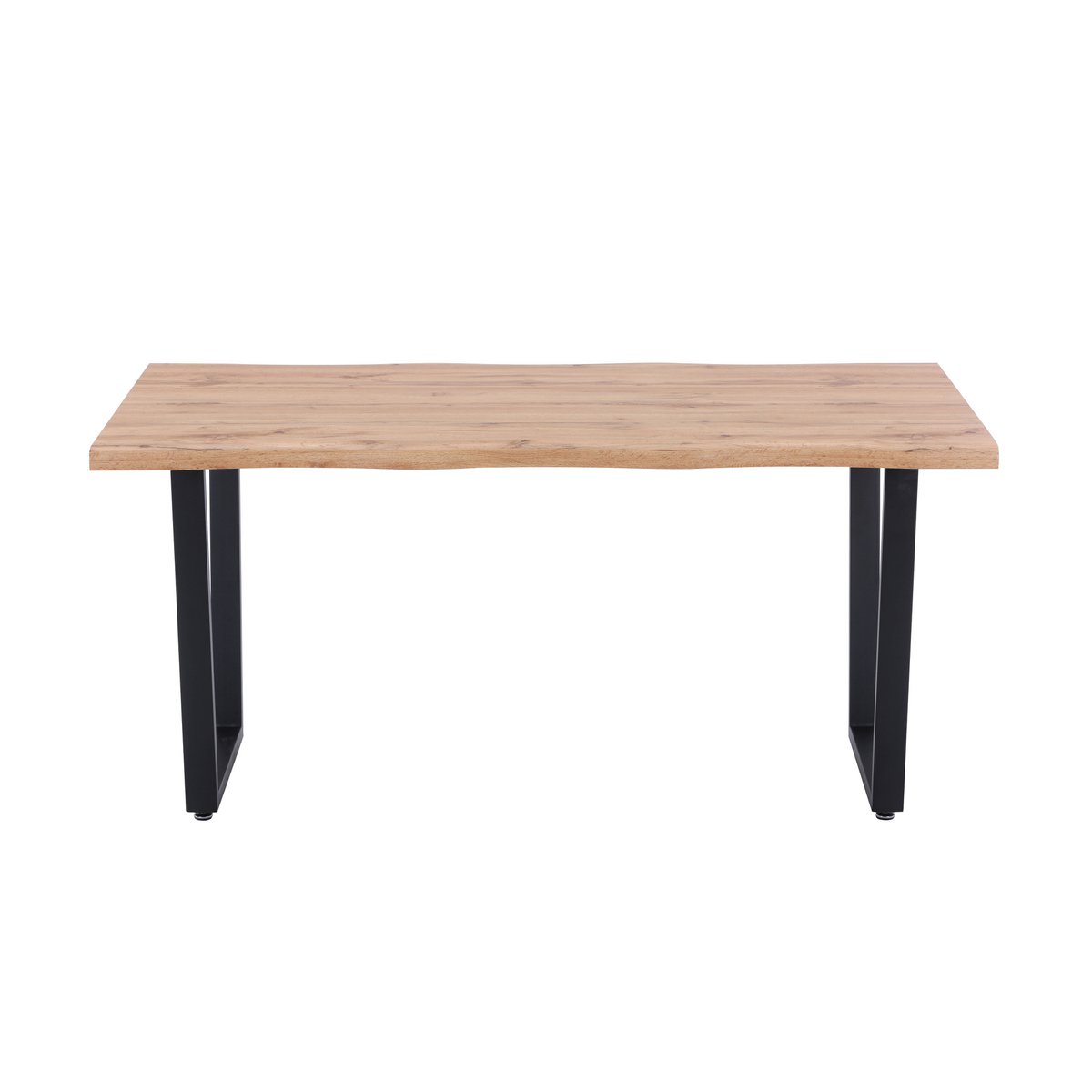 Table à manger moderne 160x90cm en métal noir avec plateau en MDF