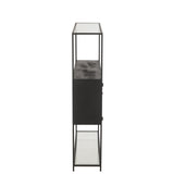 Vue latérale de l'étagère J-Line en noir et verre
