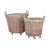 Panier J-Line Rond + Poignée - osier - naturel - 2 pièces