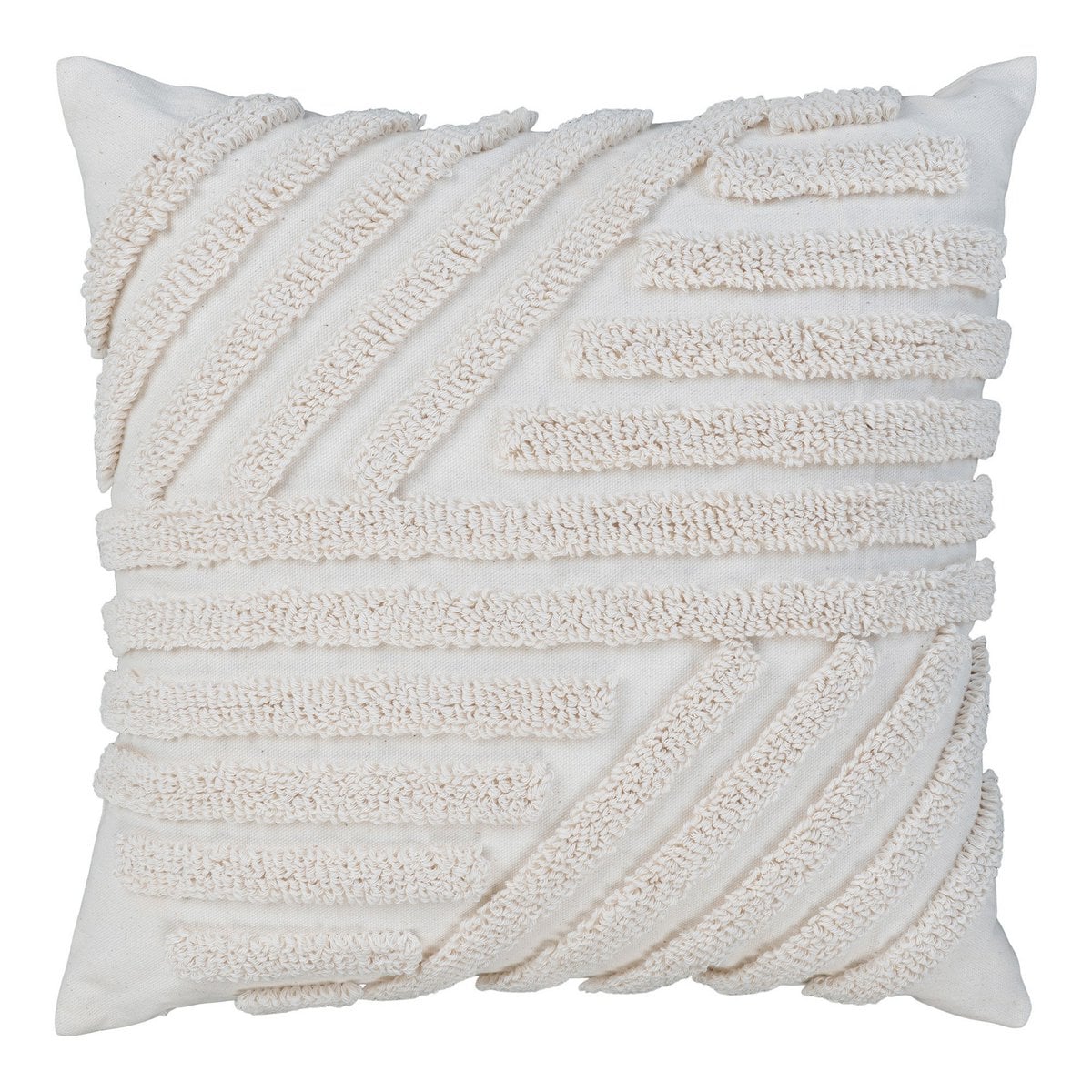 Coussin Albany blanc avec design texturé sur canapé