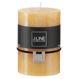Bougie cylindrique J-Line ocre sur table en bois