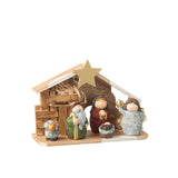 Détail de la crèche LED en porcelaine J-Line, couleurs vives