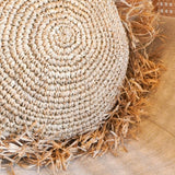 Coussin rond bohème avec franges Coussin décoratif Ø40/50 cm Coussin en raphia Coussin de canapé avec rembourrage TARAKAN beige