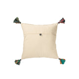 Coussin Carré Tressé Chindi en Coton Crème/Marron avec glands