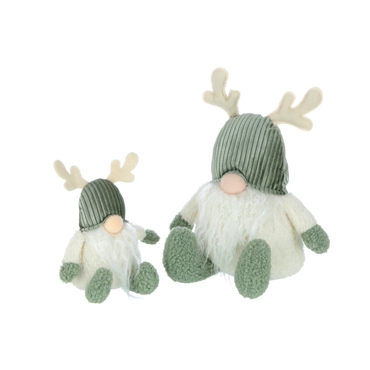 Gnome Antlers J-Line en textile vert et beige, vue de face.