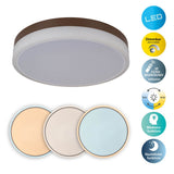 LED PLADIER LED "LOLA" Ø de 50 cm, 9 cm de haut, métal et plastique en brun et blanc, LED intégré, 1900 lm, dimmable, fonction CCT 3000-6500 K, fonction de lumière nocturne