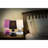 Lampe de table en céramique "Stoney", lampe de table en céramique, blanc, avec version E14, lampe de table pour salle à manger, salon, couloir ou bureau, ou comme lampe de chevet, 31 cm de haut