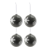 Boule de Noël J-Line en verre gris et blanc avec perles et flocon de neige