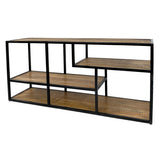 Étagère sur pied diviseur de pièce étagère à livres étagère multimédia étagère 130x60x36cm Liverpool cadre en métal noir