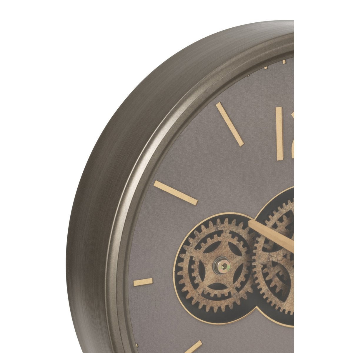 Vue rapprochée de l'horloge murale J-Line Klok Gear, détails élégants