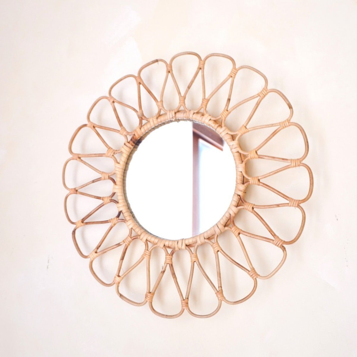 Miroir Danau en rotin naturel de 38 cm, style bohème chic