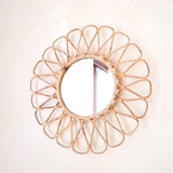 Miroir Danau en rotin naturel de 38 cm, style bohème chic