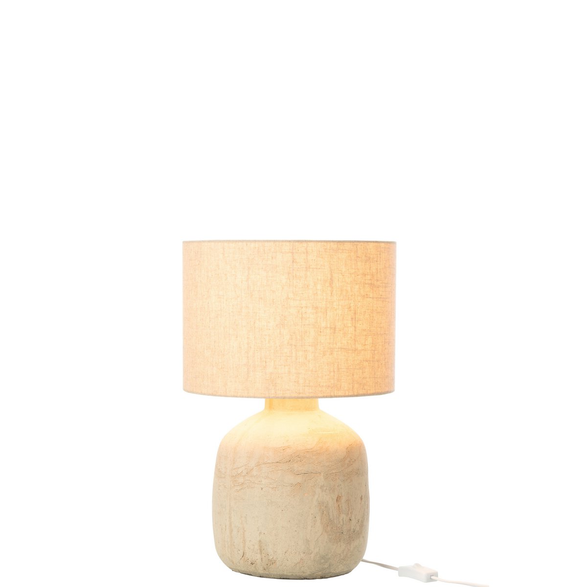 Lampe J-Line Mia en terracotta, vue de face avec lumière allumée.