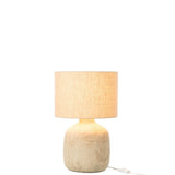 Lampe J-Line Mia en terracotta, vue de face avec lumière allumée.