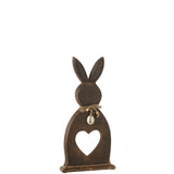 Figurine J-Line Lapin Coeur en Bois Foncé - Détail élégant