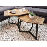 Table basse set 2 pièces table de salon table gigogne Paris cadre métal noir blanc ou argent antique