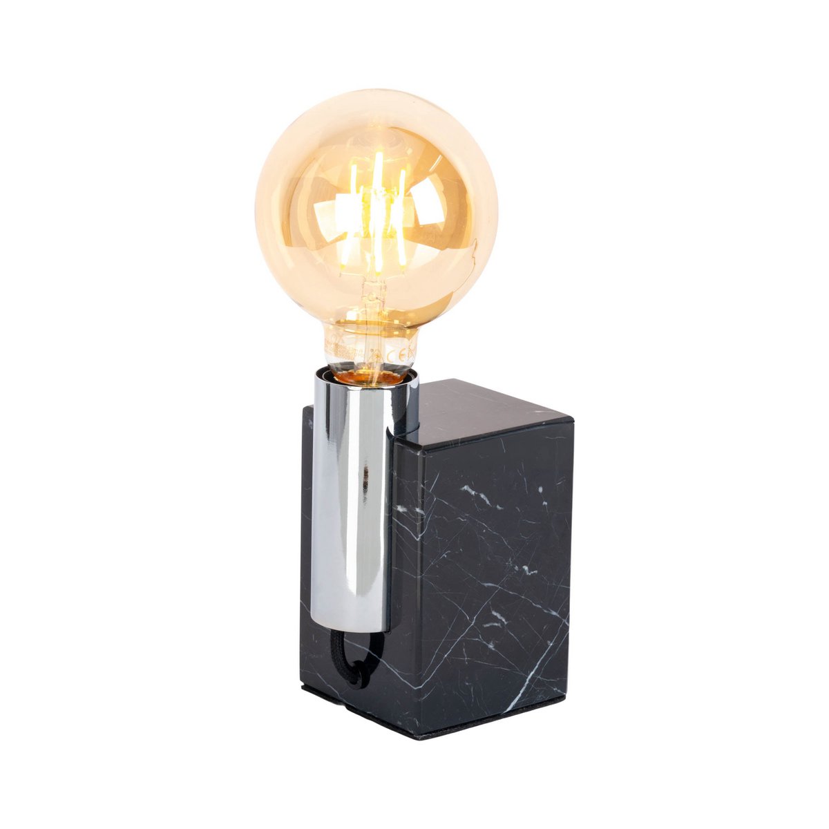 Lampe en marbre Gemma, 16 cm de haut, design élégant avec base en métal inoxydable