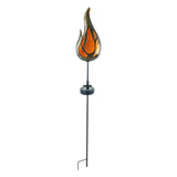 Brochette solaire de terre solaire "Flame" à l'extérieur de la brochette au sol en métal et plastique de couleur bronze, avec LED intégrée