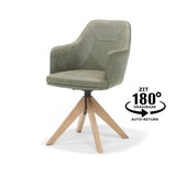 Fauteuil Calvin Turning Punch Oak tissu vert doux
