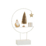 Demi-Cercle LED Père Noël en bois blanc et or, vue de face