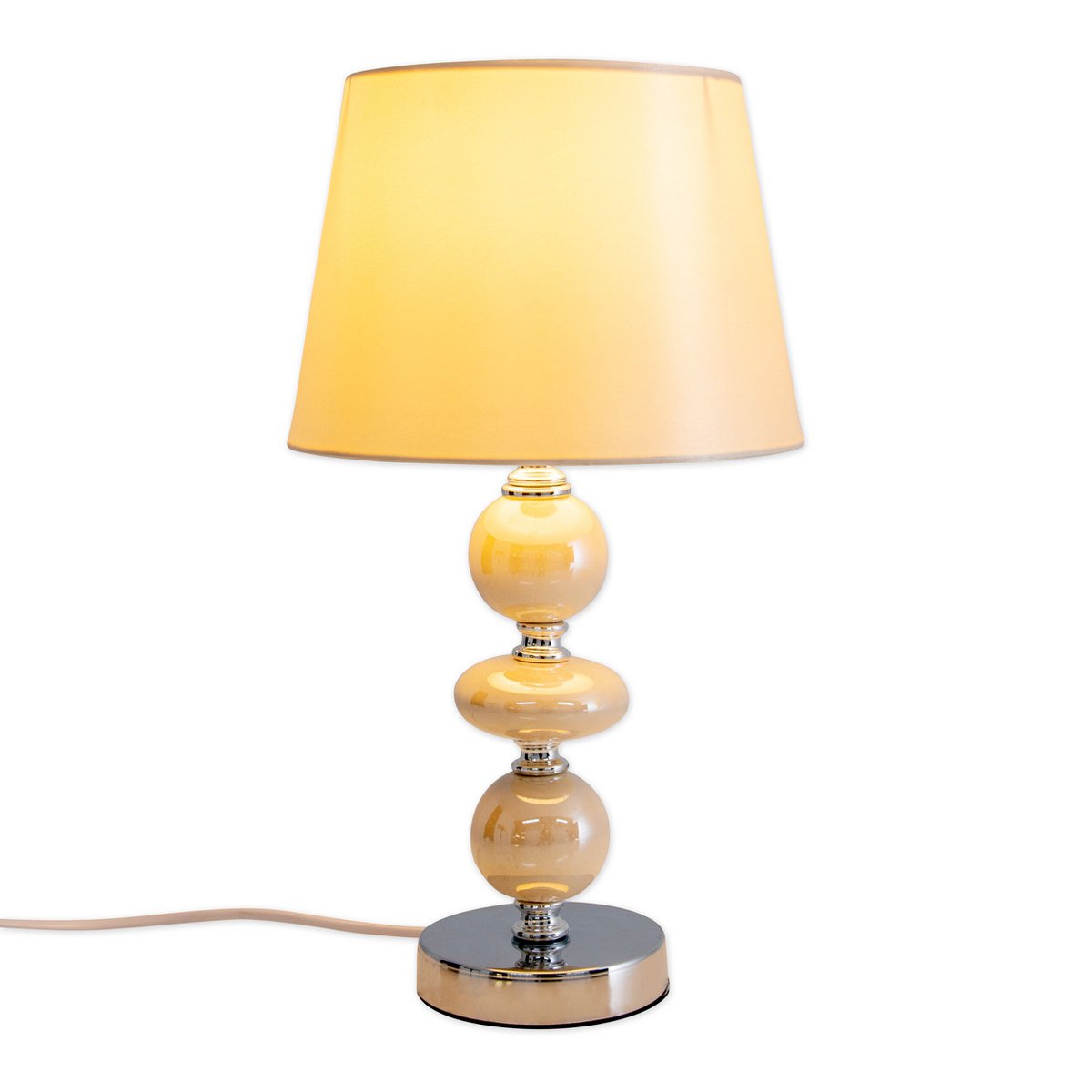 Lampe de table en céramique "Araga" 36 cm de haut, lampe de table en métal, céramique, avec des lames de texte, beige, avec socket E14, éclairage pour salle à manger, salon, couloir ou bureau