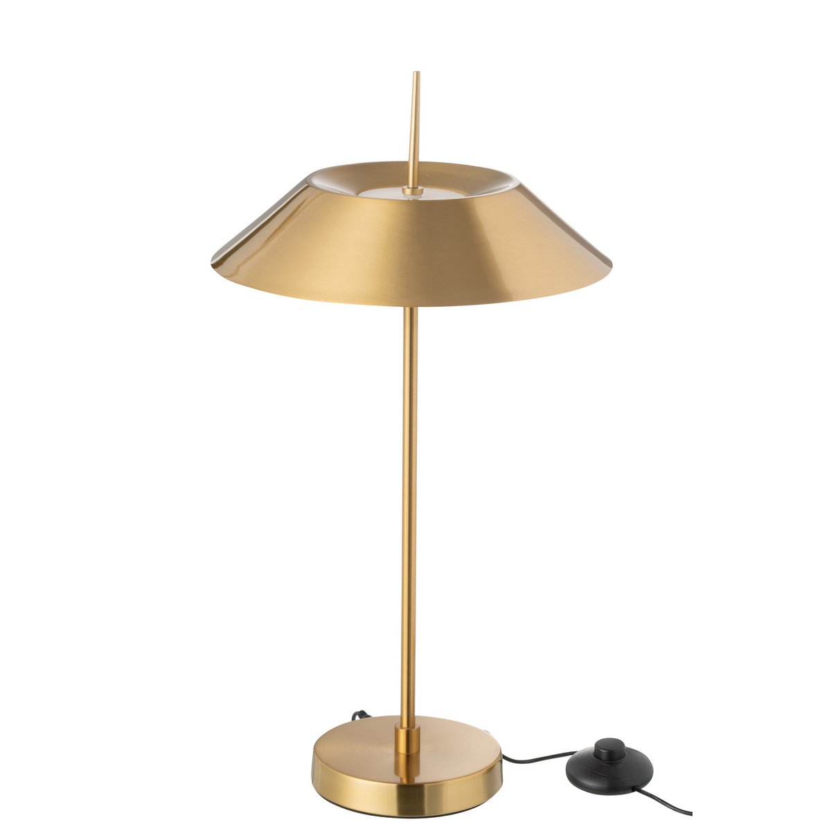 Lampe de table J-Line en métal doré, vue de face.