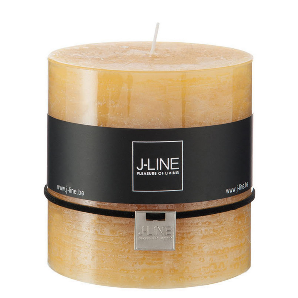 Bougie cylindrique J-Line ocre, vue de face avec texture cire