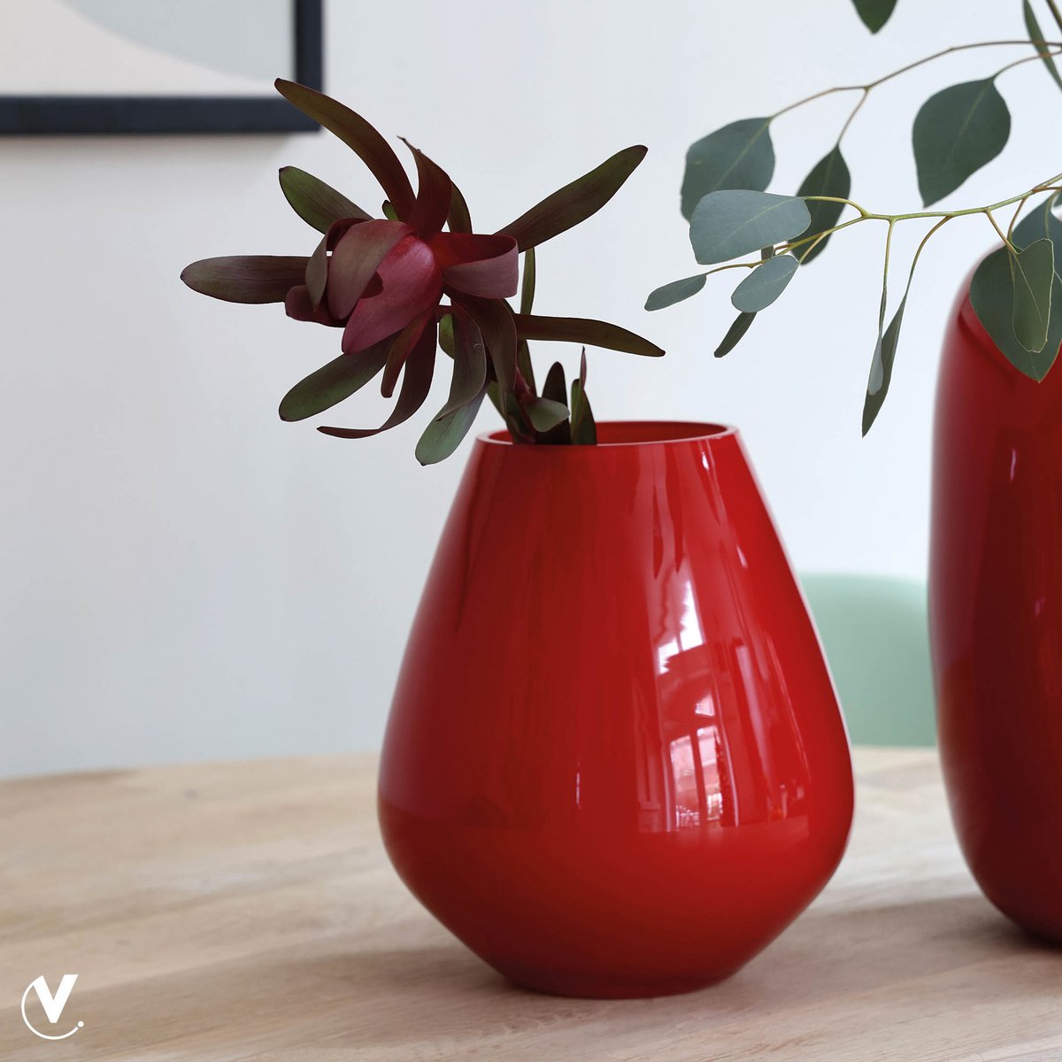 Vase Tasman S en verre rouge vif