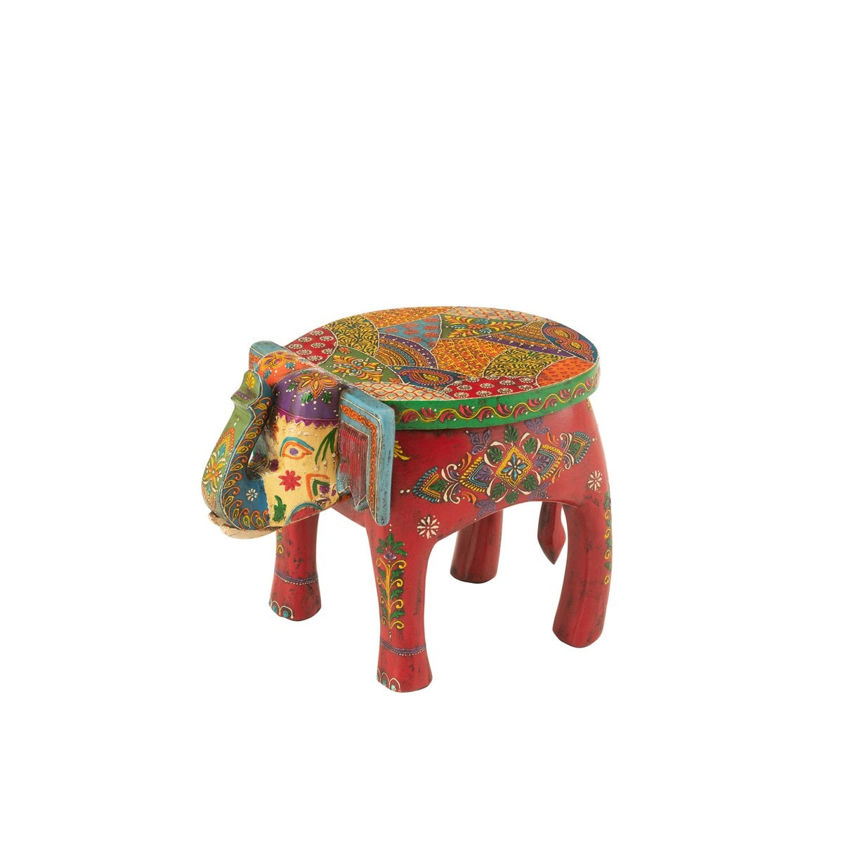 Tabouret J-Line Elephant avec des accessoires décoratifs