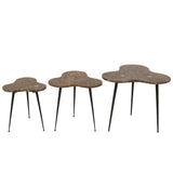 Table d'appoint J-Line en marbre marron et métal noir vue de dessus
