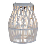 DÉCOLOR SOLAIRE LED "KORBINIAN" pour le jardin et la terrasse en bois et en rotin de nature, lampe solaire 34 cm de haut