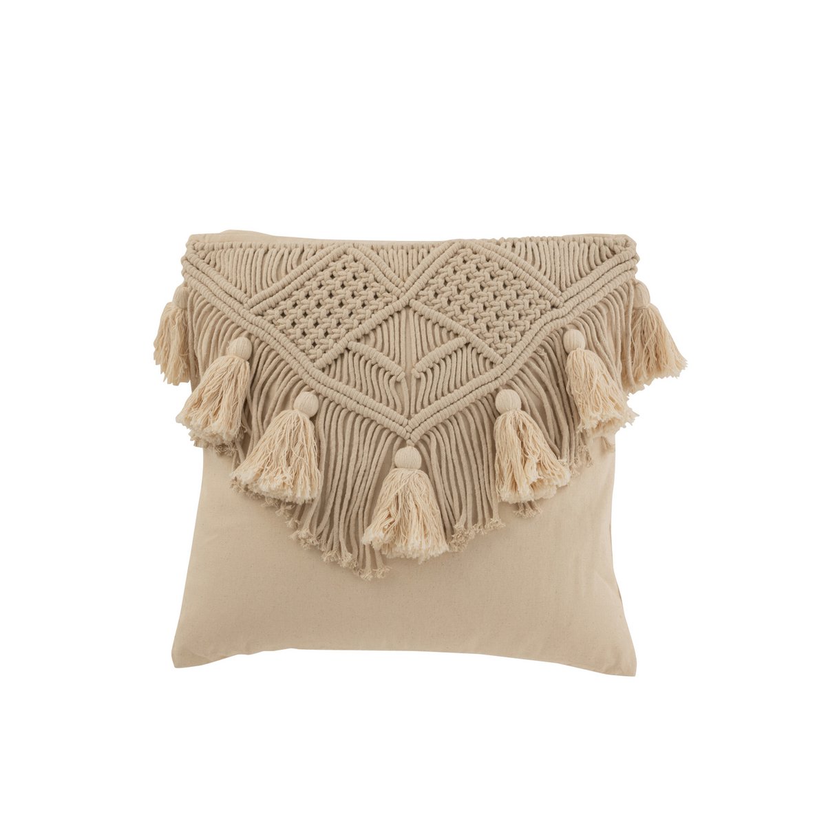 Coussin J-Line Cosy en coton beige, détail du tissu