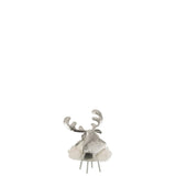 Figurine cerf en métal argenté et textile blanc, vue de face