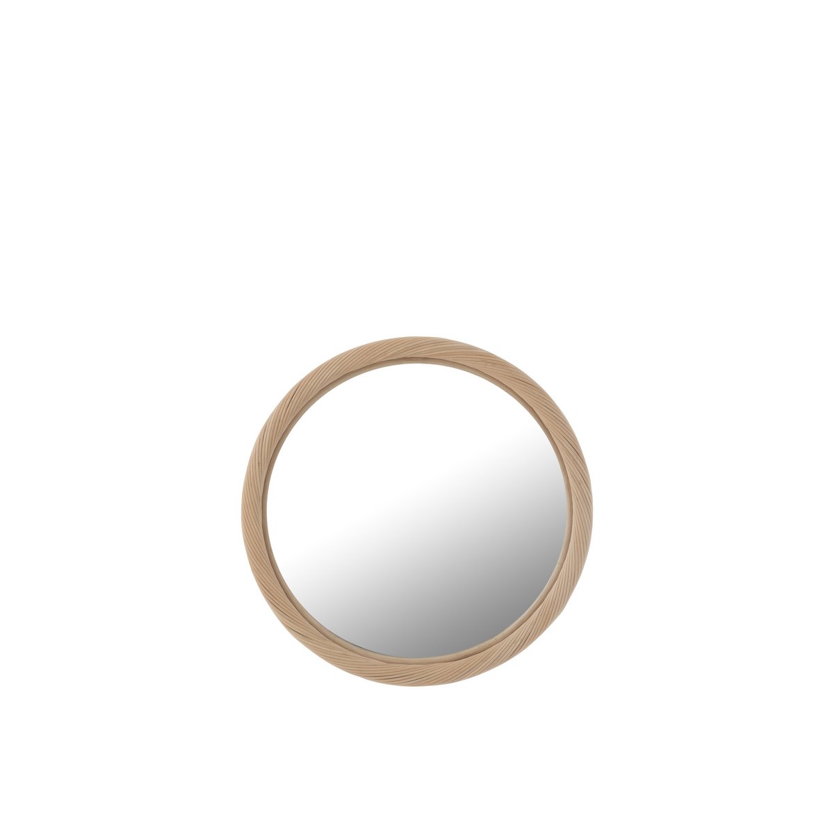 Miroir rond J-Line en rotin naturel, vue de face
