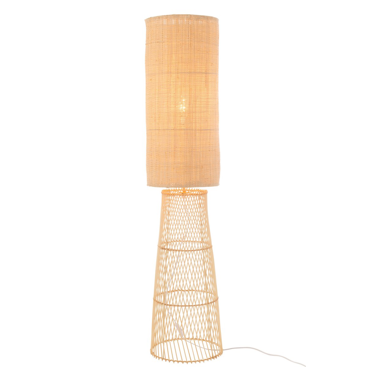 Lampe J-Line en lin et bambou naturel vue de face