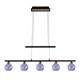 LED GLASS PENDANT LEIL "BRASS" Noir, classique et suspendu en métal noir et verre, avec des LED fermement intégrées, éclairage pour le salon, la salle à manger ou le bureau, 90 cm de long