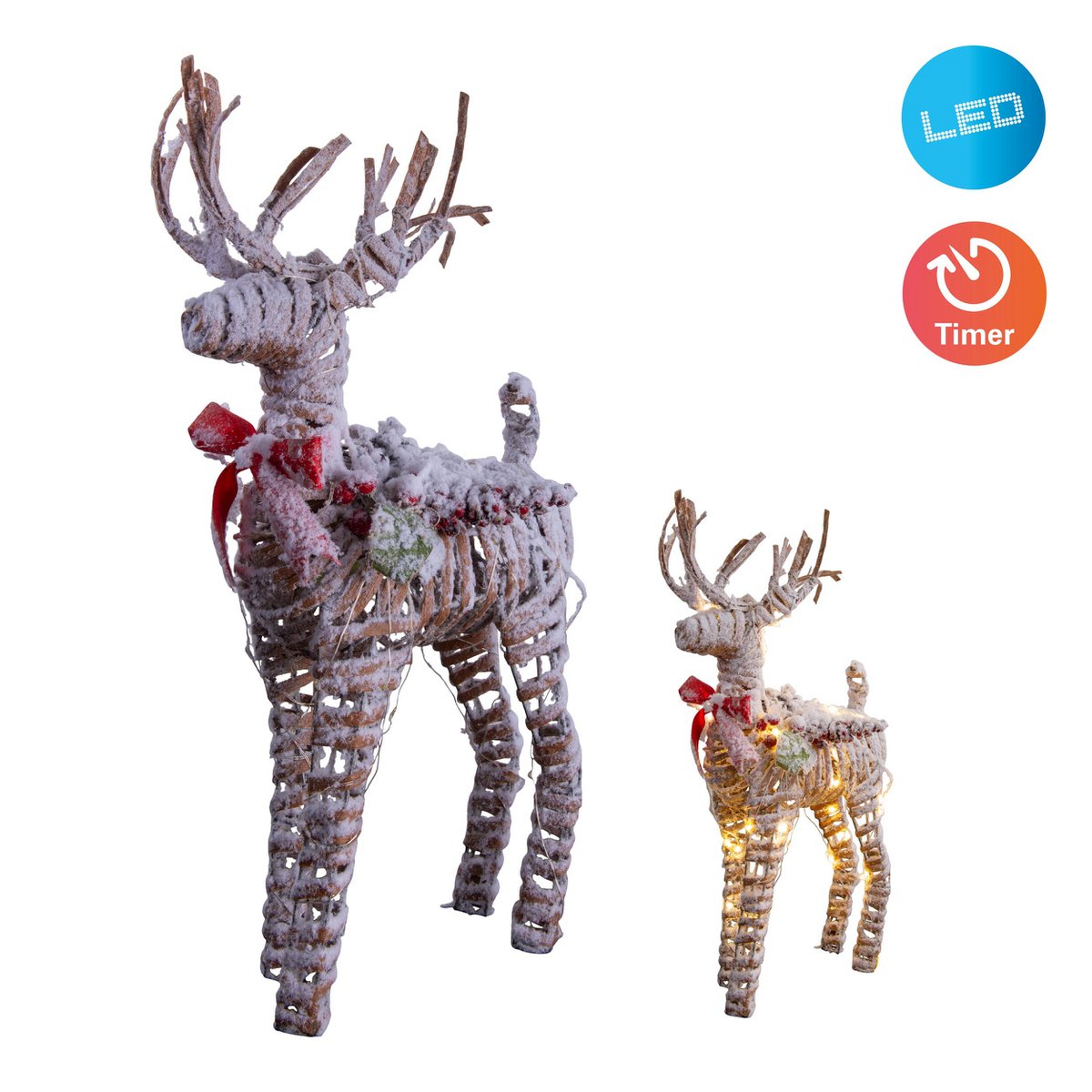 Décorations de Noël LED "Reindeer" en plastique résistant aux intempéries, avec des LED fermement intégrées