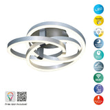 LED DE PLAGE LED HOME SMART "Diva" Ø 70 cm, plafonnier en métal, en aluminium brossé et en plastique blanc, avec de nombreuses fonctions, des LED fermement construites, l'éclairage pour le salon, le bureau de la salle à manger ou le couloir