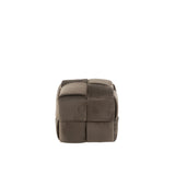 Pouf J-Line élégant en textile gris foncé, détail de texture et finition