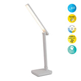 Lampe de table à LED "moteur" blanc, métal et plastique, 38 cm de haut, dimmable, changeur de couleur CCT