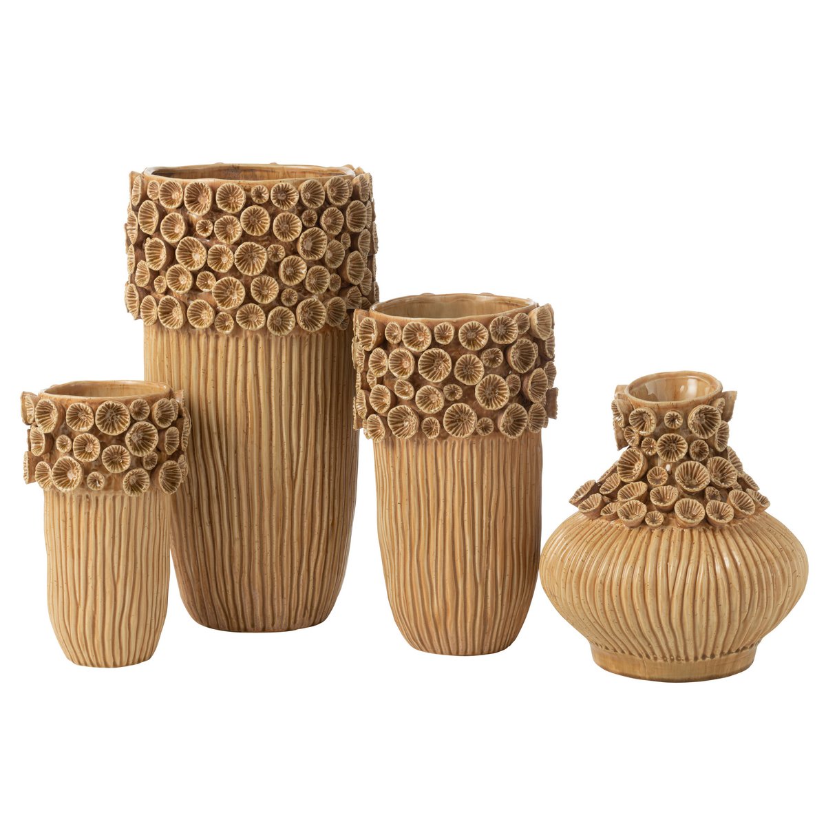 Vase Coral High J-Line en céramique jaune, vue de face