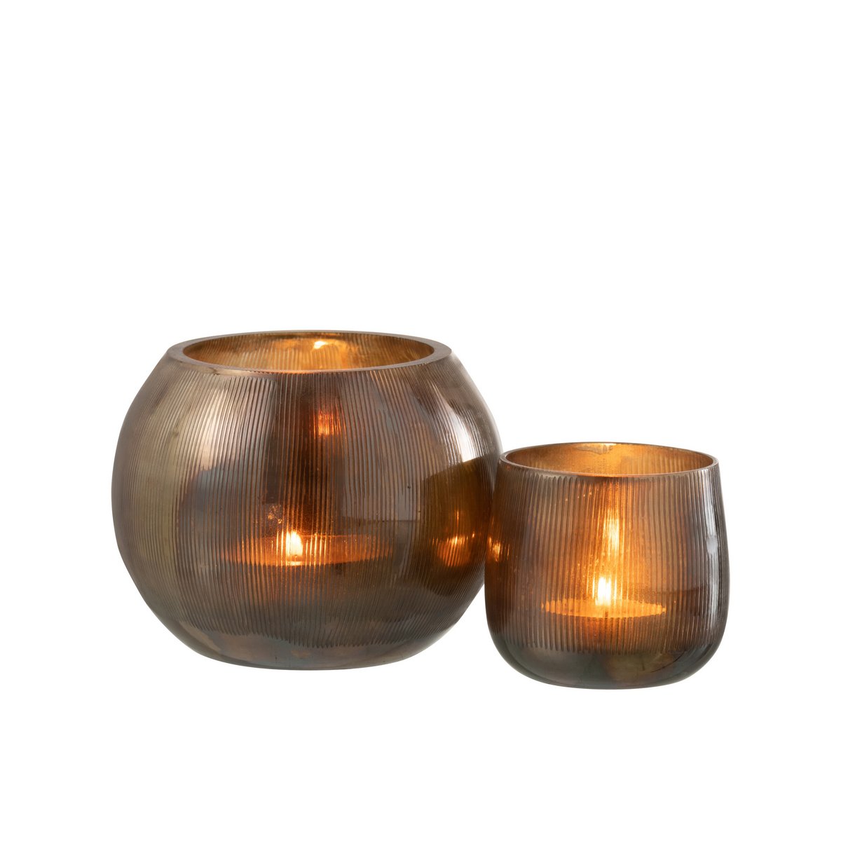 Lanterne J-Line Lines posée sur une table en bois