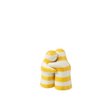 Salière-Poivrière J-Line Grenade Stripes en céramique blanche et jaune, vue frontale