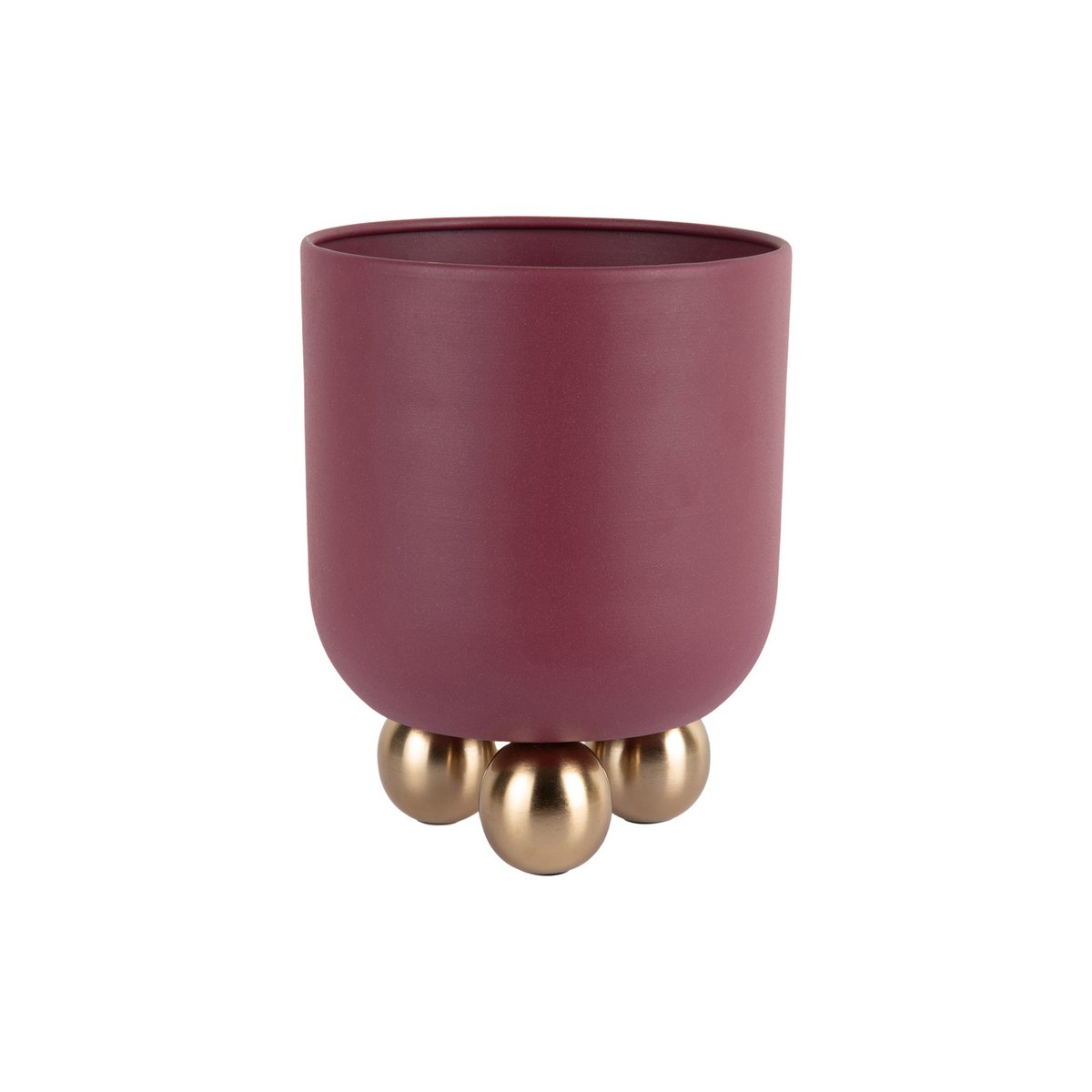Cache-Pot Estilo Petit en métal rouge avec finition dorée, vue de face
