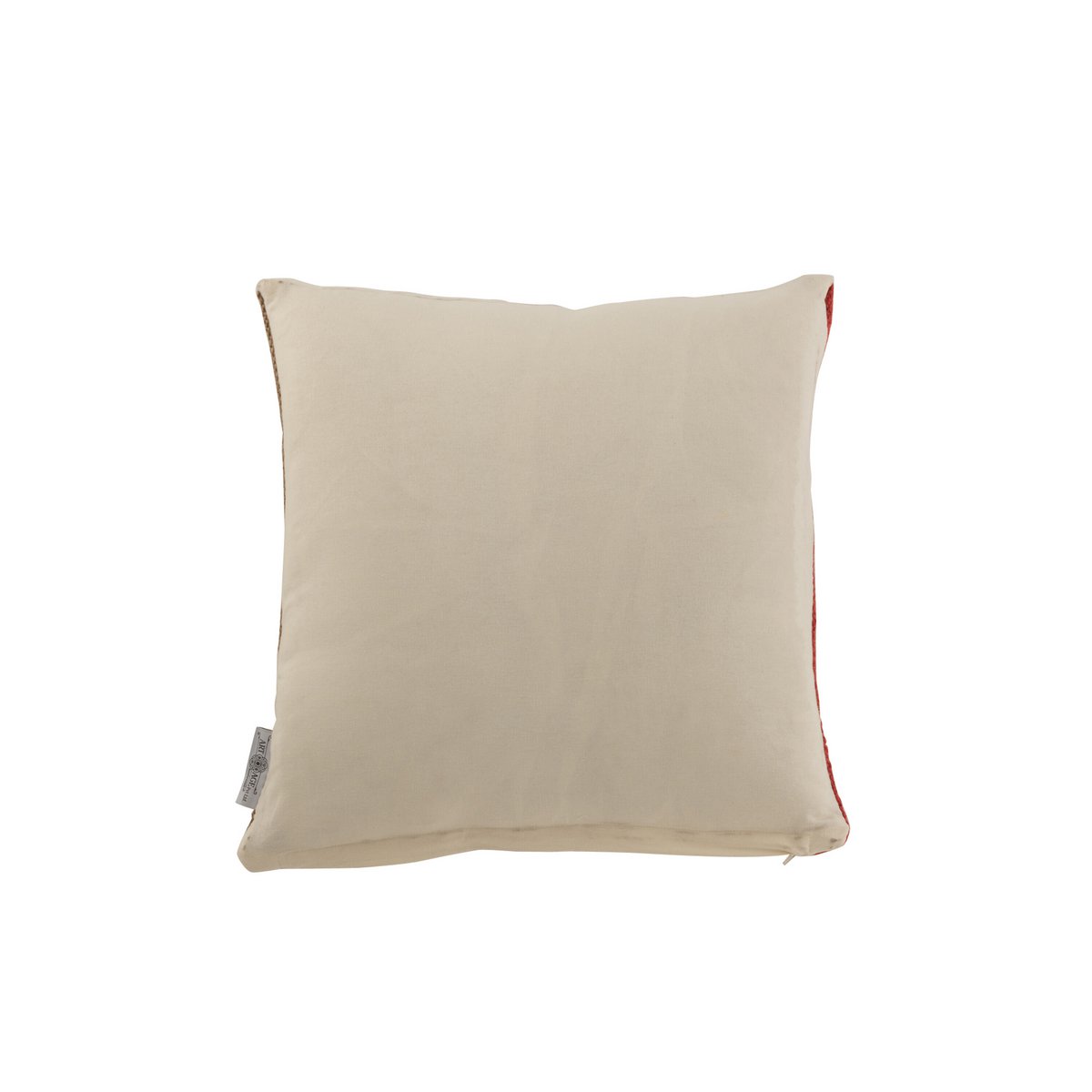 Coussin Square Anna J-Line en jute rouge et jaune, vue de face